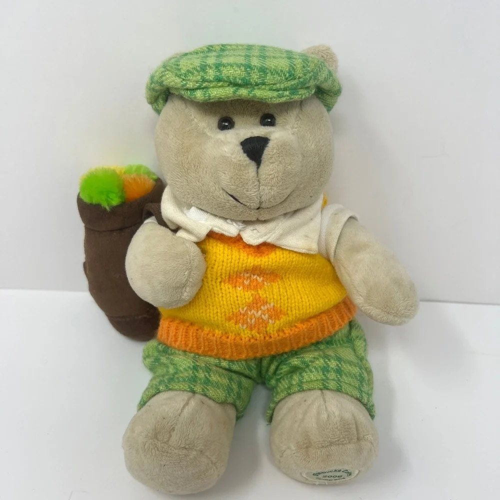 Starbucks‎ Bearista Plush 2006 Golf Theme 50th Edition Tan Green Hat 9